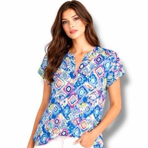 Dear Scarlett Multicolor Ikat Print Blouse | Size Small | NWT
